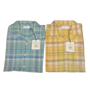 ONIA lot of 2 plaid short sleeve shirts size med.